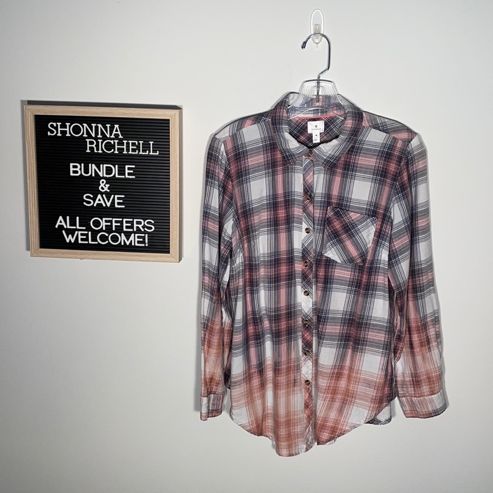 Custom Bleached Flannel Shirt.  Size Medium